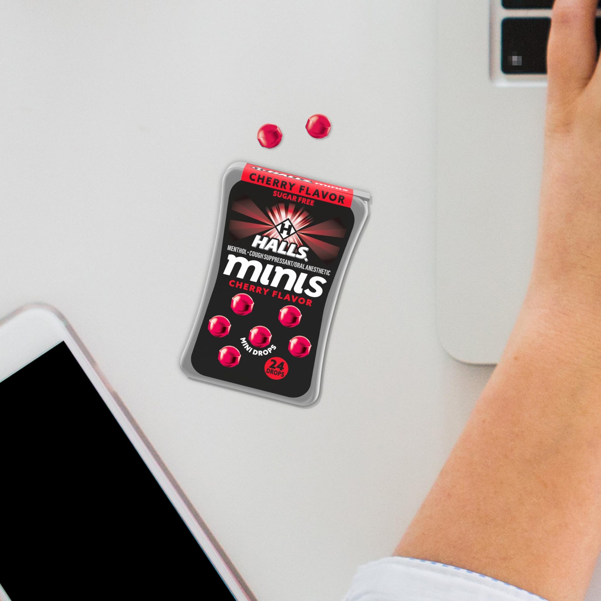HALLS Minis Cherry Flavor Sugar Free Cough Drops, 48 Drops HALLS buy supplements Au
