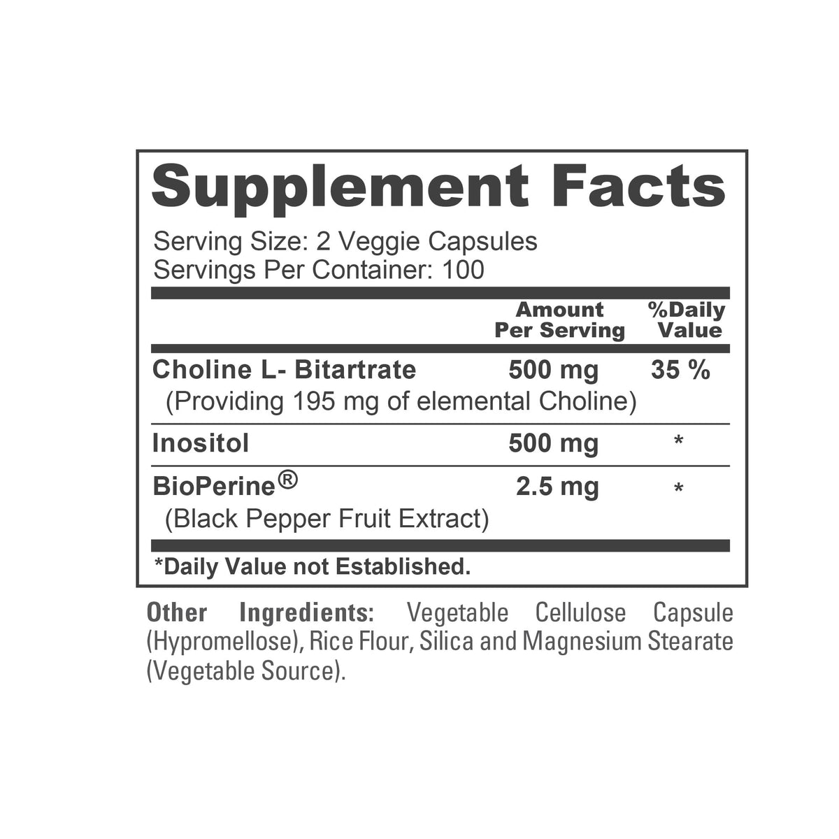 NusaPure Choline & Inositol - Suitable for Vegetarian/Vegan, Non - GMO - 1000mg - 200 Veggie Capsules NusaPureBuy Supplements Australia