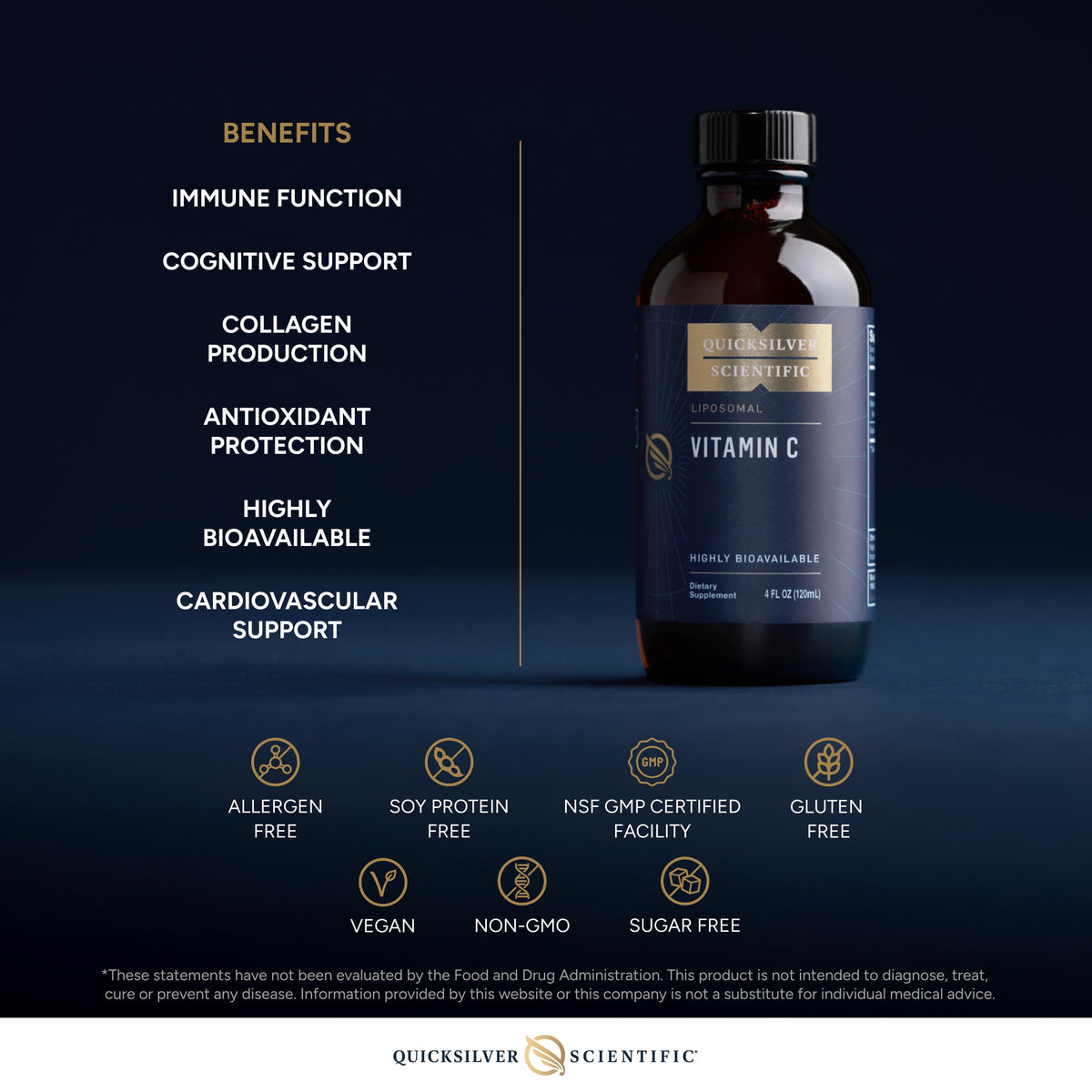 Quicksilver Scientific Liposomal Vitamin C - 1000mg Buffered Liquid Vitamin C Supplement - Immune + Antioxidant Support - Liposomes for Superior Absorption - Vegan + Non-GMO (4oz / 120ml) Quicksilver ScientificBuy Supplements Australia