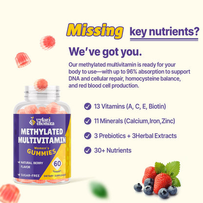 Vylarithonixa Methylated Multivitamin Gummies for Women – MTHFR Supplement Contains Methylfolate, Methylated B12, TMG & Vitamins A C E K – Energy, Immune & Skin Support VylarithonixaBuy Supplements Australia