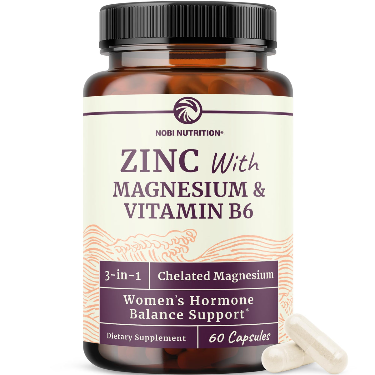 Zinc and Magnesium Supplement with Vitamin B6 | Women’s Hormone Balance, Menstrual Cycle & Immune Support | High Absorption Chelated Magnesium Glycinate with Zinc Picolinate and VIT B6 | 60 Ct Nobi NutritionBuy Supplements Australia
