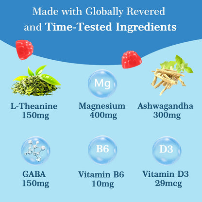 Itiban Cortisol Supplements for Women, Calm Magnesium Glycinate Gummies, Ashwagandha, L-Theanine, GABA, D3, B6, Mood Anxiety Sleep Relax, Raspberry Flavour, Vegan 90 Gummies ItibanBuy Supplements Australia