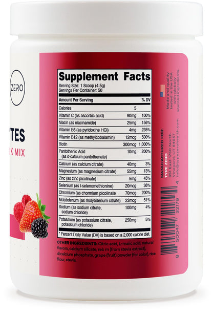 Type Zero Clean Electrolytes Hydration Powder Drink Mix + 14 Essential Vitamins & Minerals - Sugar Free, Zero Artificial Ingredients - Mixed Berry Flavor, 50 Servings Type ZeroBuy Supplements Australia