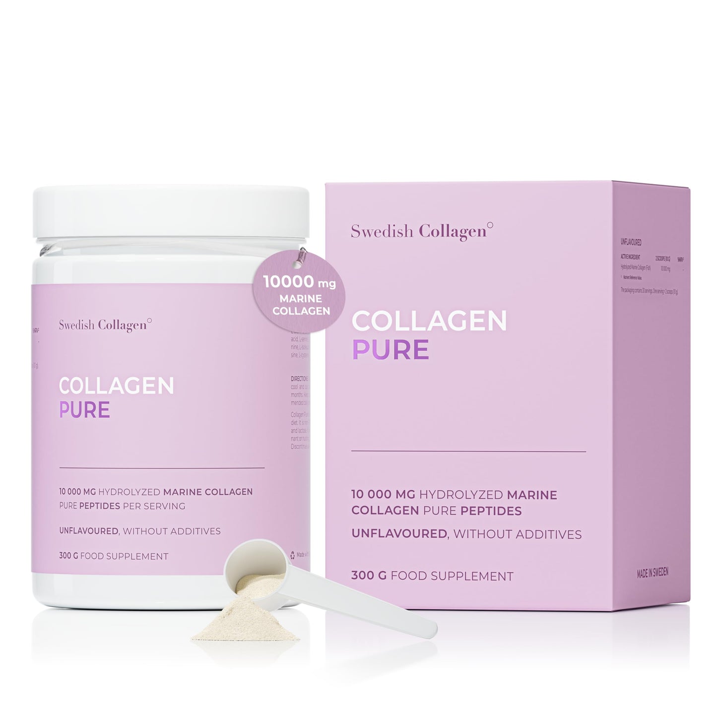 Swedish Collagen - Hydrolyzed Marine Collagen 10,000 mg Powder Supplement - Pack of 300 g, 30 Day Supply | Pure Peptide for Healthy Hair, Skin, Nails & Joints I 100% Natural & Gluten Free | Sugar-Free Swedish Collagen buy supplements Au