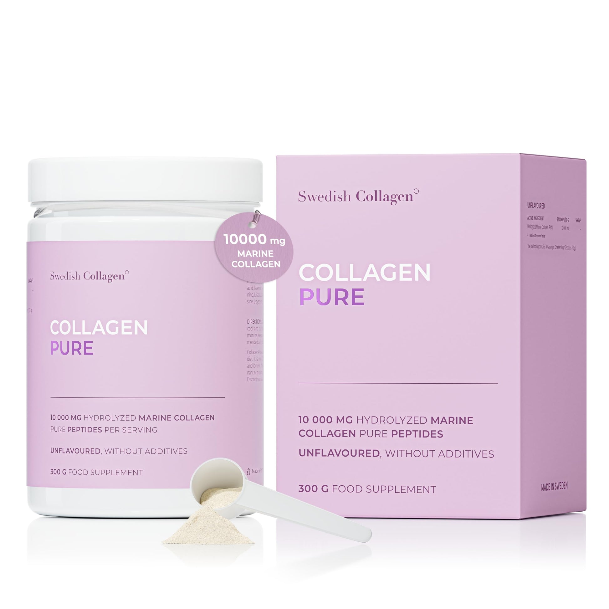 Swedish Collagen - Hydrolyzed Marine Collagen 10,000 mg Powder Supplement - Pack of 300 g, 30 Day Supply | Pure Peptide for Healthy Hair, Skin, Nails & Joints I 100% Natural & Gluten Free | Sugar-Free Swedish Collagen buy supplements Au