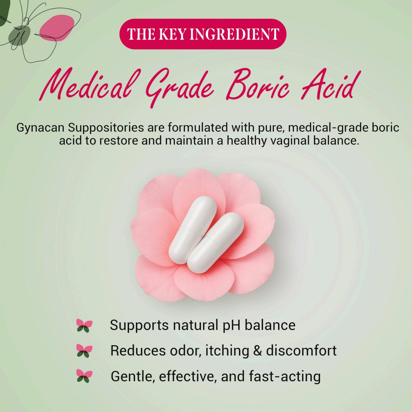 Gynacan Boric Acid Suppositories for Women - pH Balance Vaginal Treatment for Women Odor Prevention, Pure Formula, No-Mess Applicator, Gentle & Effective GynacanBuy Supplements Australia