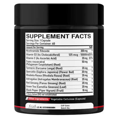 DEDICAD 11in1 NAD Supplement with Nicotinamide Riboside, Quercetin, Resveratrol and 8 More - 2 Month Supply DEDICADBuy Supplements Australia