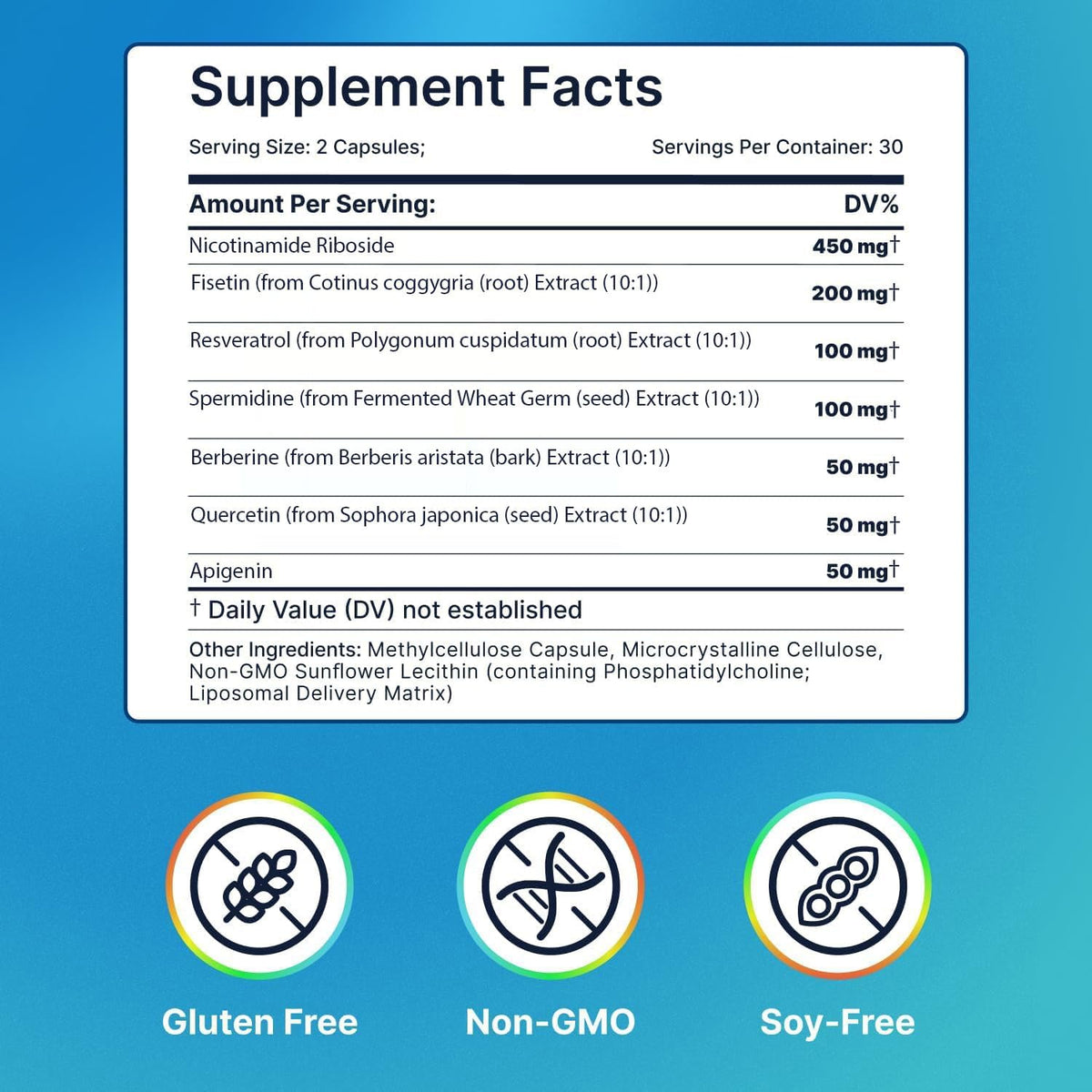 AdvantageNutra Liposomal Nicotinamide Riboside NR Supplement Resveratrol NAD : Nicotinamide 500mg w/Fisetin, Resveratrol Powder Spermidine Berberine NAD Resveratrol Supplement 500 mg - 60 caps 1 Pack AdvantageNutraBuy Supplements Australia