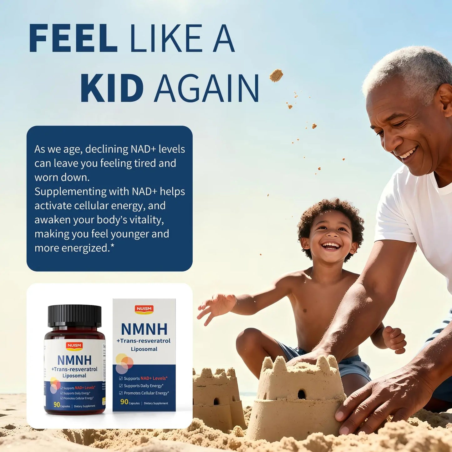 NUISM NMNH NAD+ Supplement, Liposomal 600mg NMN NAD+ and Resveratrol Complex for Cellular Energy, Healthy Aging & Metabolic Support, 90 Capsules NUISMBuy Supplements Australia