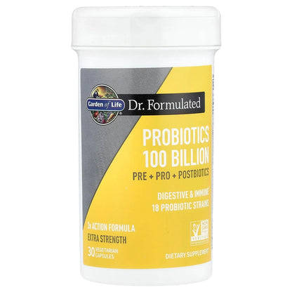 Garden of Life Dr. Formulated Pre, Post & Probiotics 100 Billion CFU Once Daily 3-in-1 Complete Probiotics, Prebiotics & Postbiotics Supplement for Women and Men – Extra Strength, 30 Day Supply Garden of LifeBuy Supplements Australia