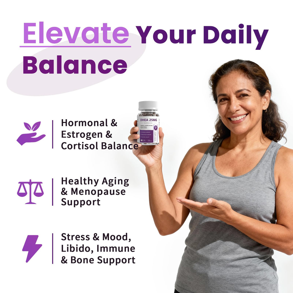 Women's DHEA 25mg Supplement with Vitamin D3 & Slippery Elm – Daily Hormone Support for Energy, Mood, Immune & Healthy Aging – Gentle Balance Formula, Vegan Capsules, 60 Count iMATCHMEBuy Supplements Australia