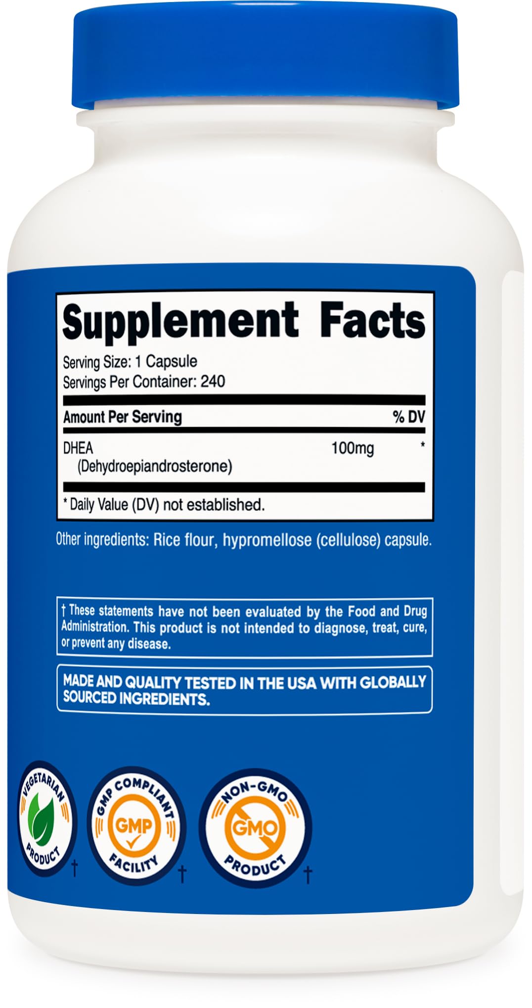 Nutricost DHEA 100mg, 240 Capsules - Gluten Free, Soy Free, Non-GMO, Supplement NutricostBuy Supplements Australia