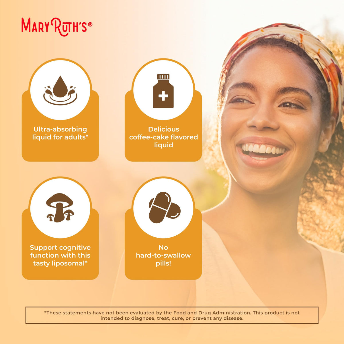 MaryRuth Organics Lions Mane Supplement | Ultra Absorption Liposomal | Full Spectrum Lion's Mane Mushroom | 200mg Beta-Glucans Per Serving | USDA Organic | Vegan | 7.6 oz | 15 Servings MARYRUTH'SBuy Supplements Australia