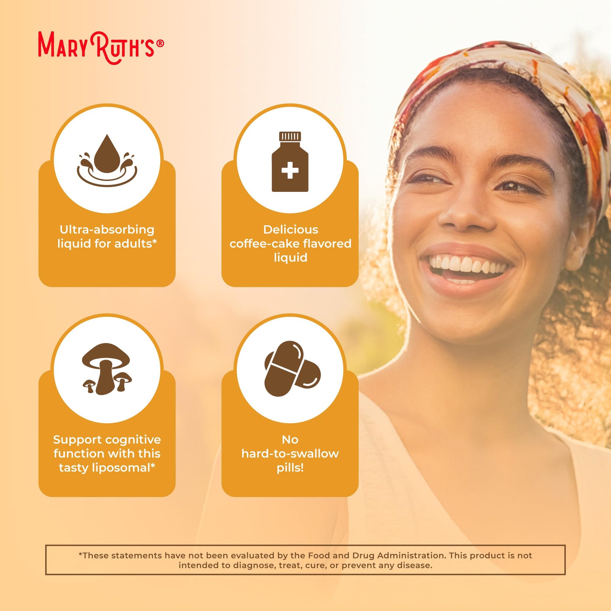 MaryRuth Organics Lions Mane Supplement | Ultra Absorption Liposomal | Full Spectrum Lion's Mane Mushroom | 200mg Beta-Glucans Per Serving | USDA Organic | Vegan | 7.6 oz | 15 Servings MARYRUTH'SBuy Supplements Australia