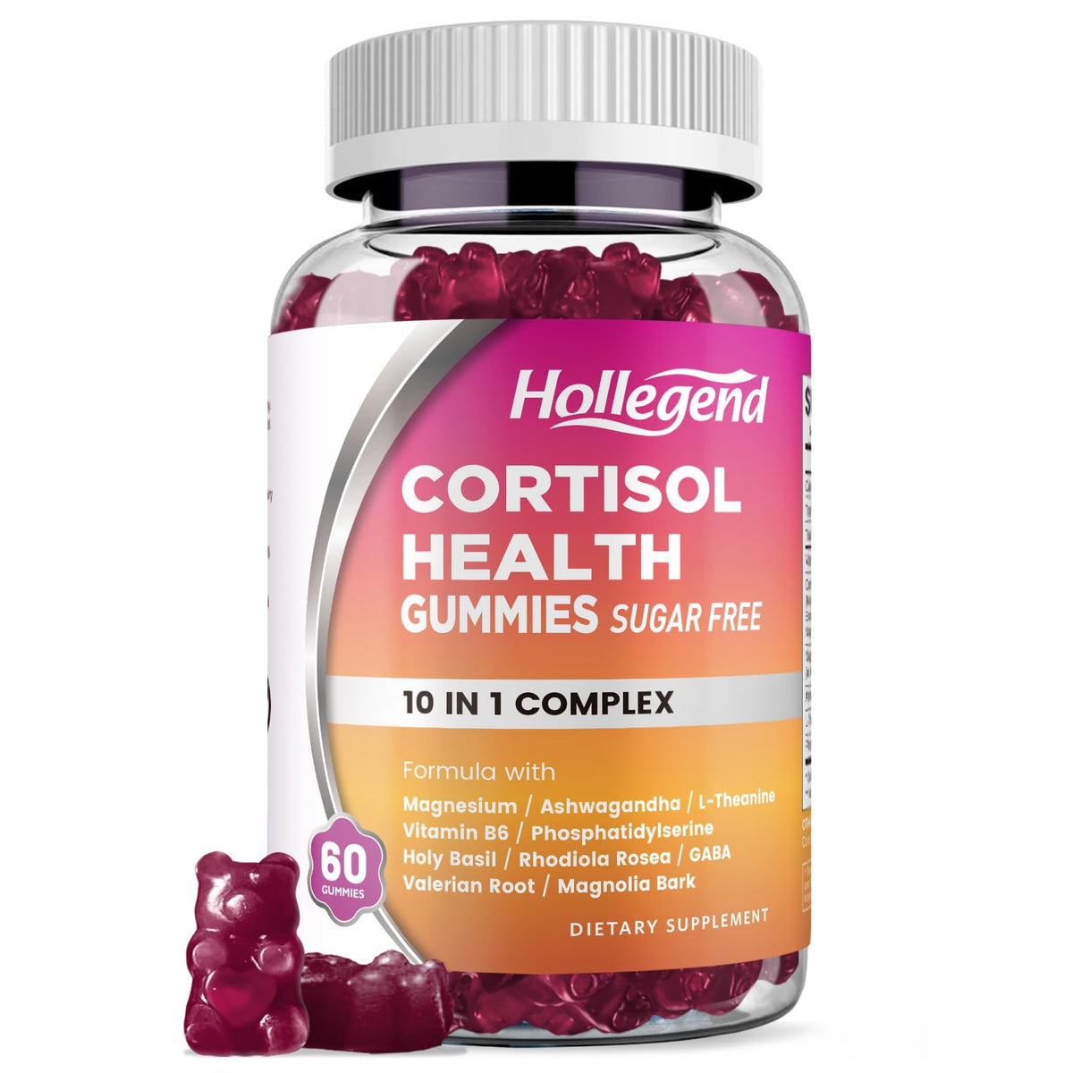 HOLLEGEND Cortisol Supplements for Women Men, Cortisol Gummies with Ashwagandha, Magnesium, L-Theanine, Phosphatidylserine, B6 for Cortisol Detox, Relaxation, Sleep, Focus, Sugar-Free, Vegan, 60 HOLLEGENDBuy Supplements Australia