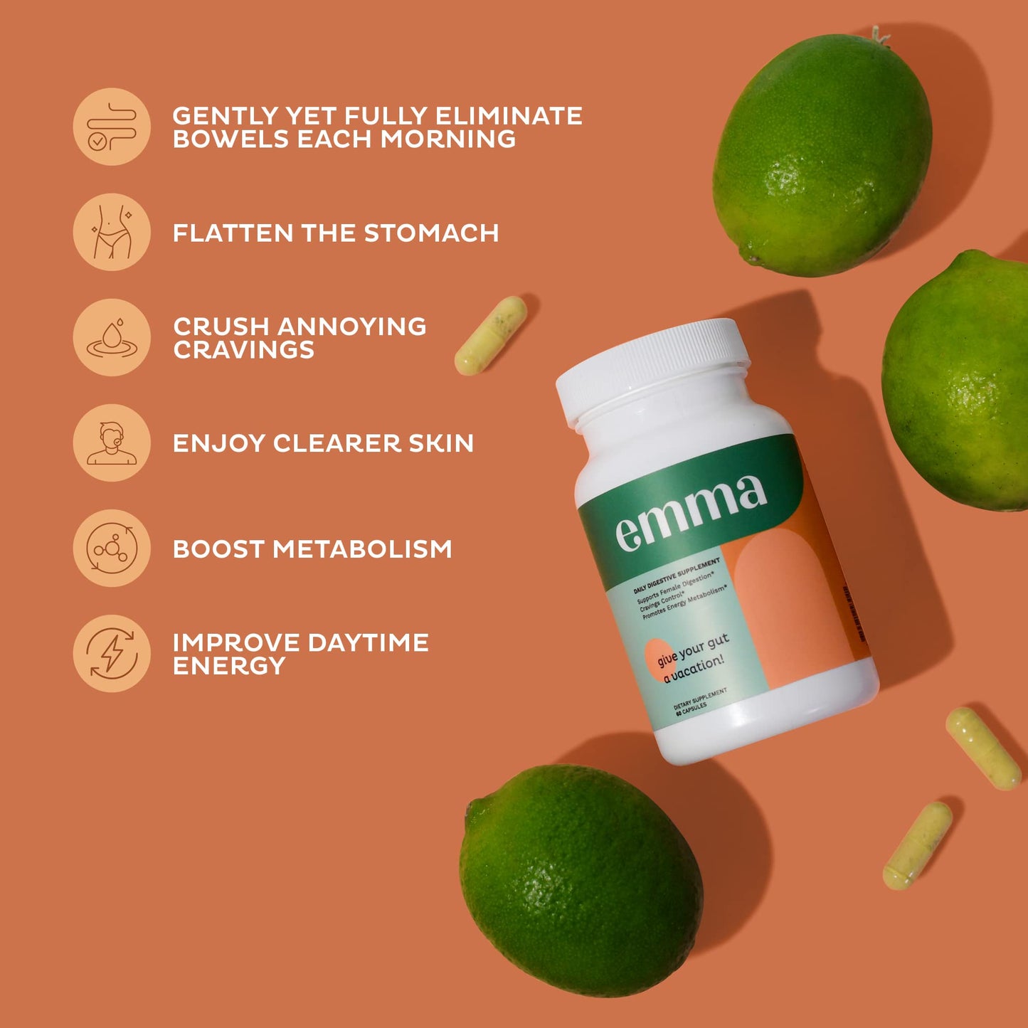 Emma Gut Health - Gas and Bloating Relief, Constipation, Leaky Gut Repair - Gut Cleanse EmmaBuy Supplements Australia
