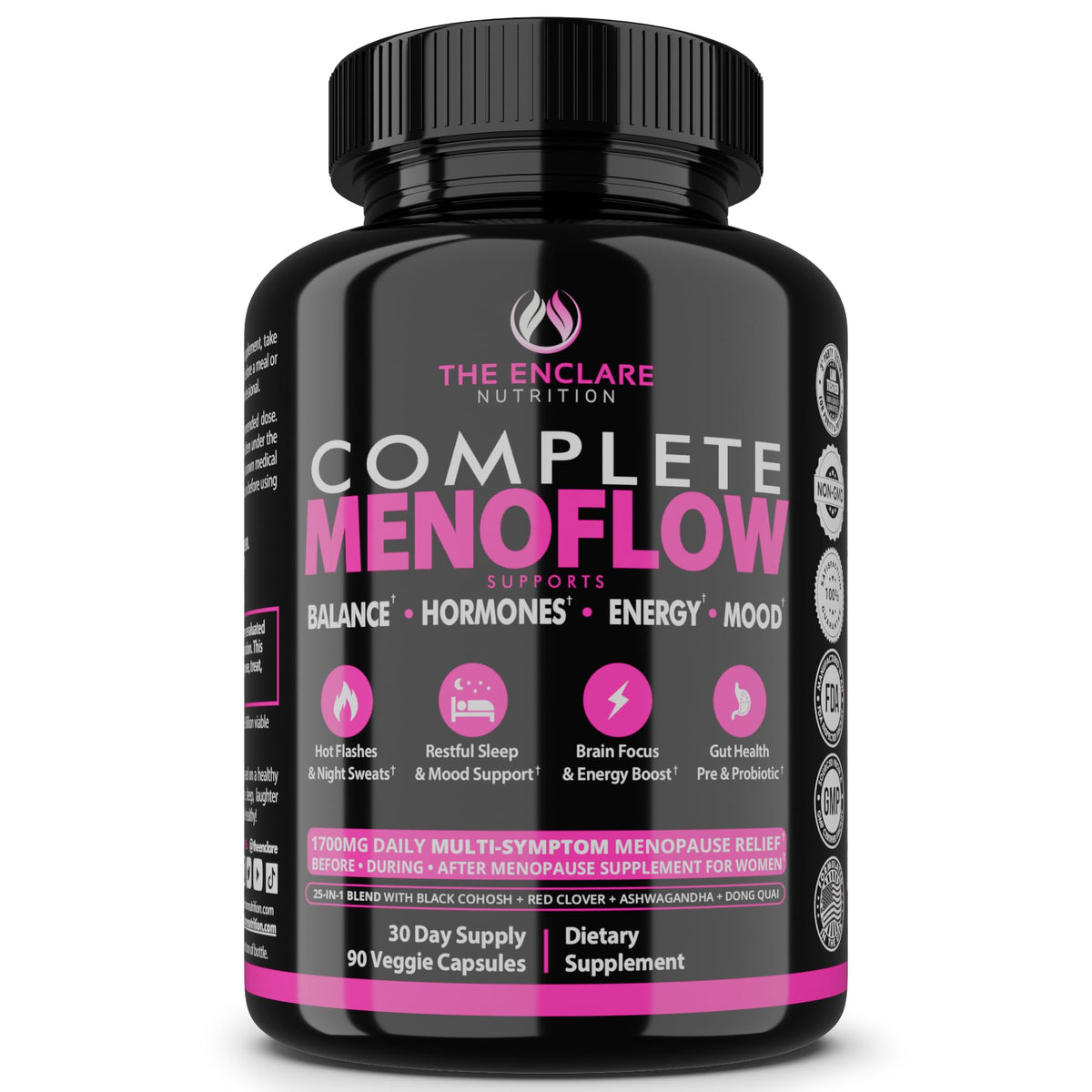 Menopause Supplement for Women – Complete MenoFlow 1700mg Daily Multi-Symptom Support, Hot Flash Relief, Hormone Balance, Mood & Energy, with Black Cohosh, Red Clover & Ashwagandha – 90 Veggie Caps THE ENCLARE NUTRITIONBuy Supplements Australia