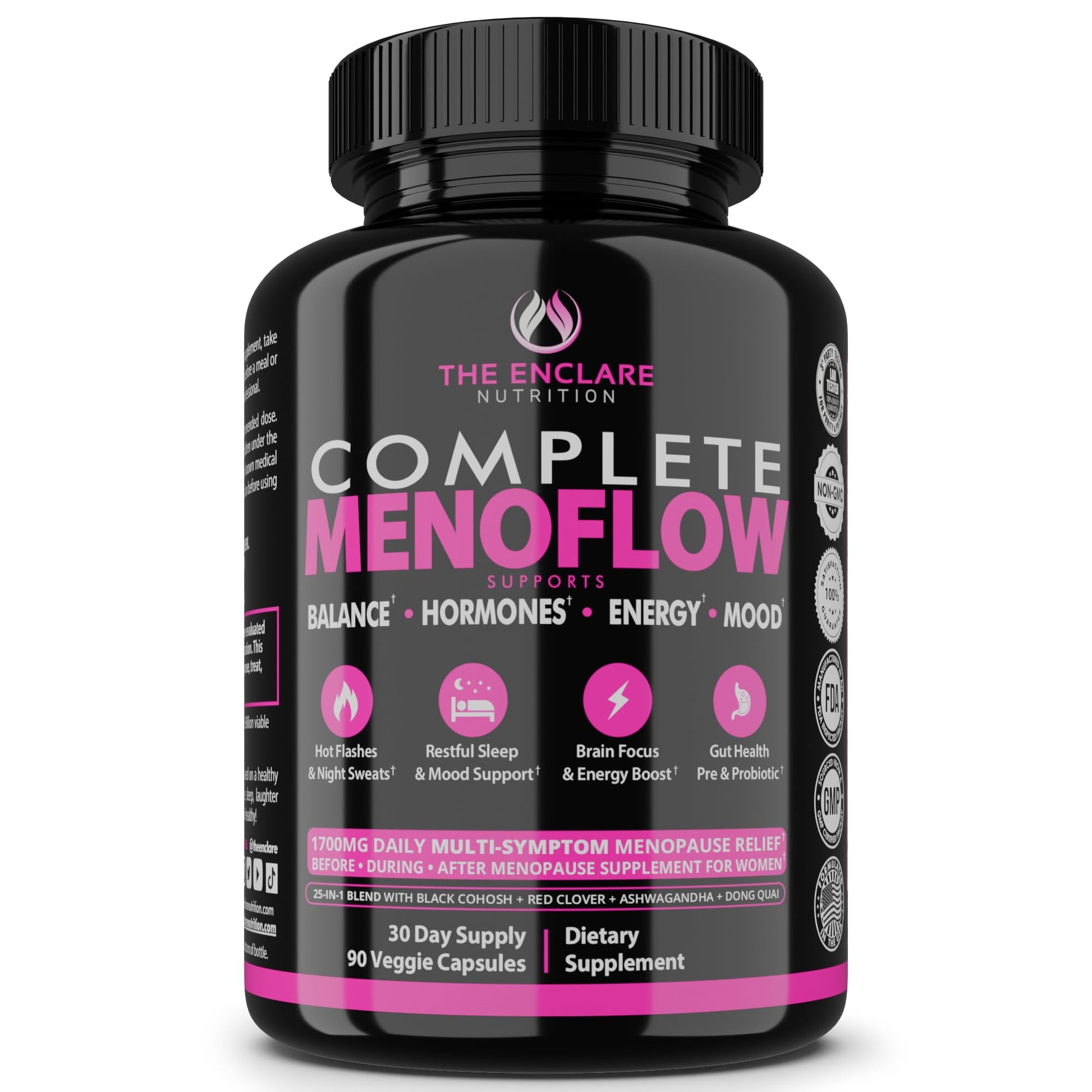 Menopause Supplement for Women – Complete MenoFlow 1700mg Daily Multi-Symptom Support, Hot Flash Relief, Hormone Balance, Mood & Energy, with Black Cohosh, Red Clover & Ashwagandha – 90 Veggie Caps THE ENCLARE NUTRITIONBuy Supplements Australia