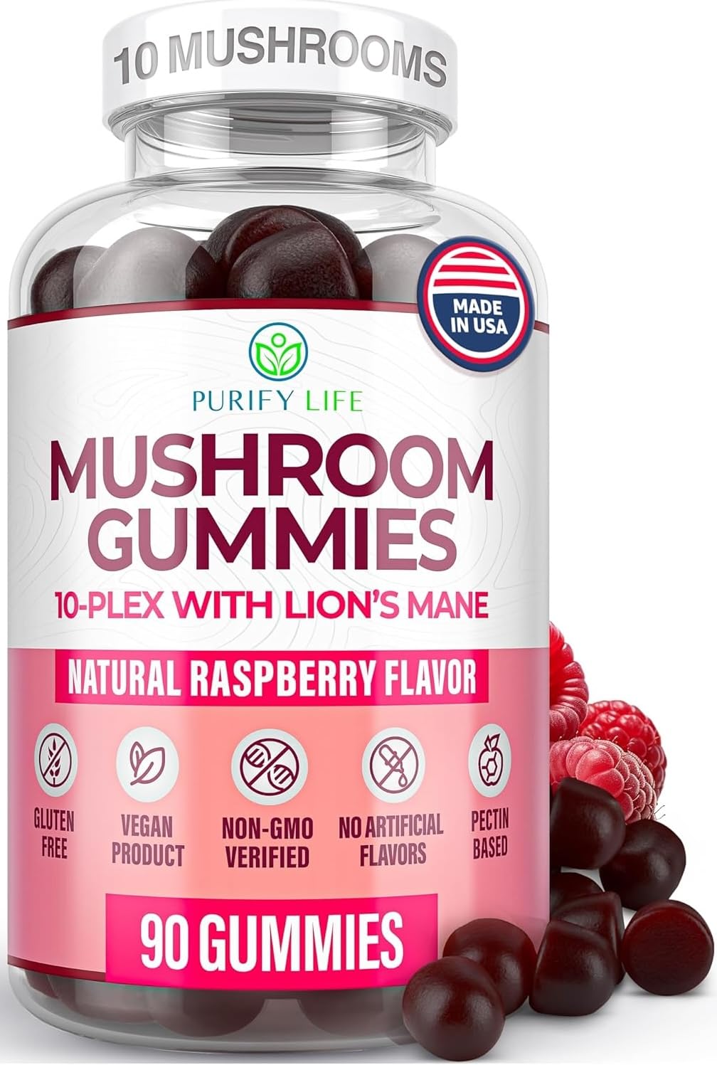 World's First Mushroom Complex Gummies with Lions Mane, Immune Support & Stress Relief, Nootropic Mushroom Supplement for Adults & Children (90 Chews 2500mg/serving) Purify LifeBuy Supplements Australia