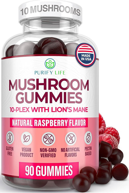 World's First Mushroom Complex Gummies with Lions Mane, Immune Support & Stress Relief, Nootropic Mushroom Supplement for Adults & Children (90 Chews 2500mg/serving) Purify LifeBuy Supplements Australia