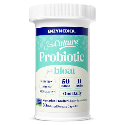 Enzymedica SubCulture Probiotics for Gas & Bloating, 50 Billion CFU, Supports Immune & Digestive Health, Regularity & Gut Flora, 30 Count EnzymedicaBuy Supplements Australia