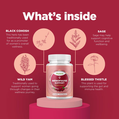 Phytoral Complete Herbal Menopause Supplement for Women - Female Hormone Balance Capsules for Night Sweats Hot Flashes & Mood Swings with Dong Quai, Chaste Berry & Black Cohosh Root - 60 Count Pack PhytoralBuy Supplements Australia