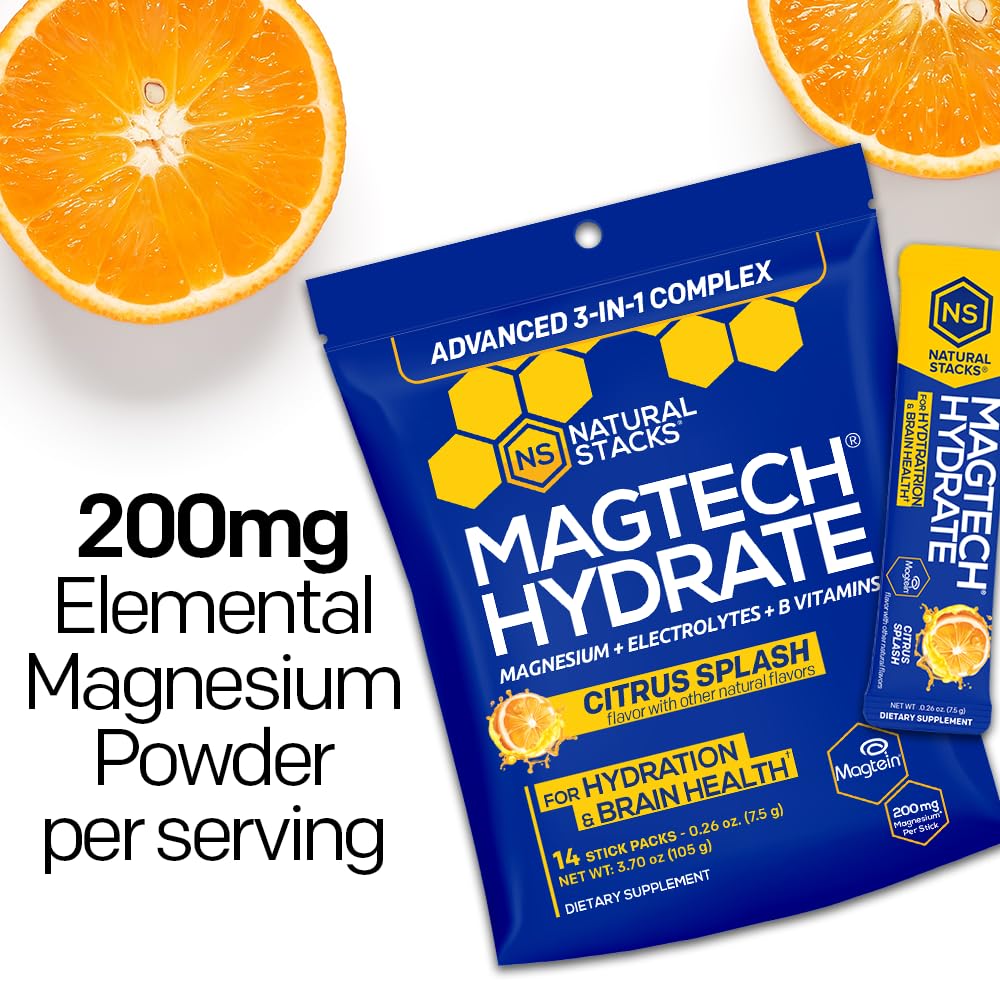 NATURAL STACKS Creatine Monohydrate & Magtech Hydrate Bundle - 2500mg Creatine + 200mg Elemental Magnesium Per Serving - Supports Hydration, Brain Health & Endurance - 44 Total Servings NATURAL STACKSBuy Supplements Australia