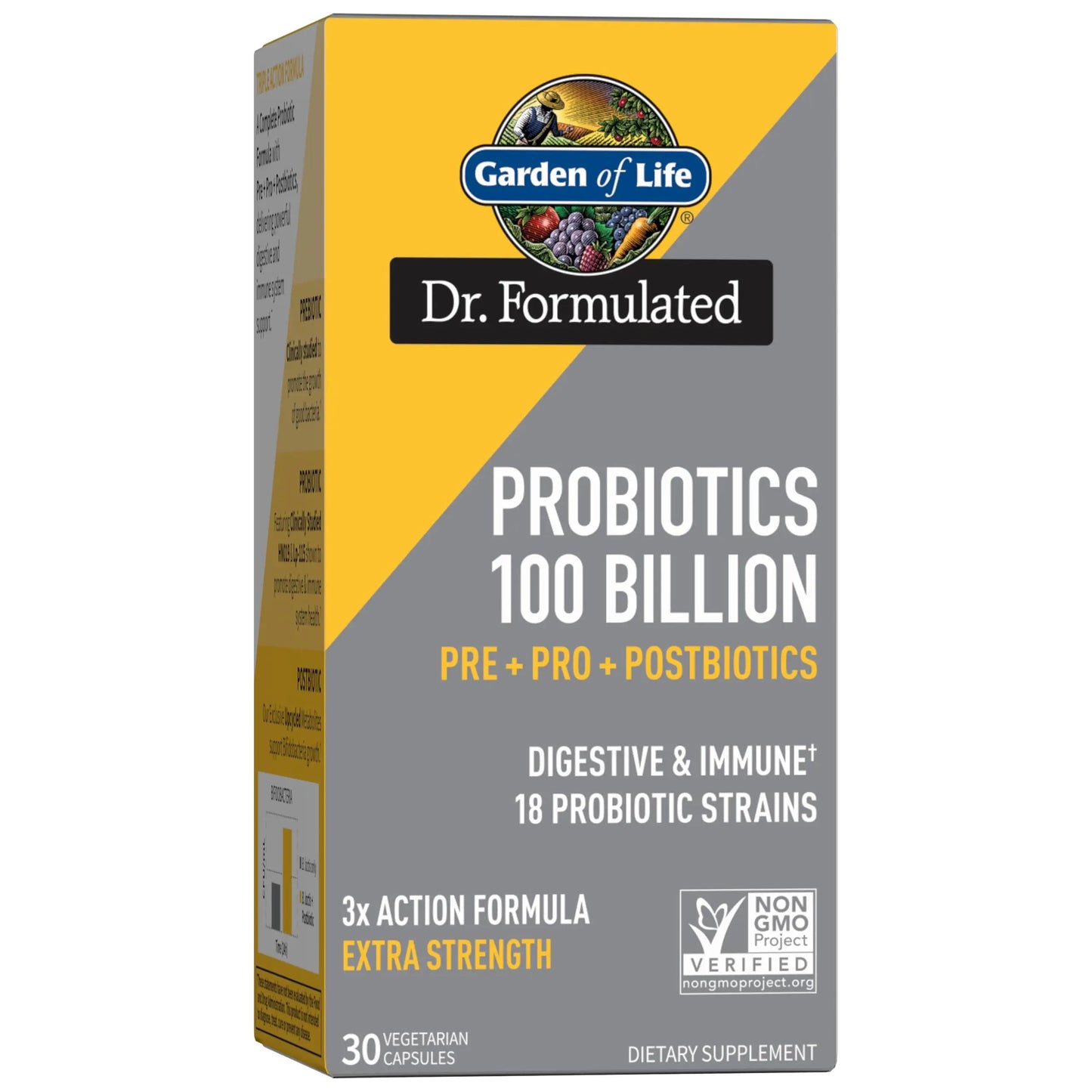 Garden of Life Dr Formulated Probiotics 100 Billion CFU Pre + Pro + Postbiotics - Extra Strength Digestive & Immune Support for Men and Women, Potato, Acacia, Postbiotic Metabolites, 30 Capsules Garden of LifeBuy Supplements Australia