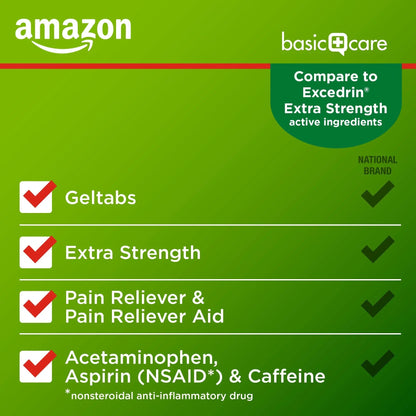Amazon Basic Care Extra Strength Headache Relief Geltabs, Pain Reliever for Arthritis, Menstrual Pain and Cramps, 80 Count Amazon Basic CareBuy Supplements Australia