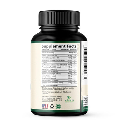 Nature's Nutrition Adrenal Support Supplements Cortex Complex, Best Energy Supplement, Supports Health & Energy Levels, Daily Ashwagandha for Women & Men, Supports Immune System, 120 Capsules Nature's NutritionBuy Supplements Australia