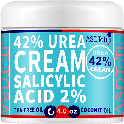 ASDToTio Urea Cream 42% - Premium Urea Foot Cream - With 2% Salicylic Acid, Tea Tree Oil, Shea Butter, Aloe Vera - For Feet, Hands, Heels, Elbows, Knees and More - 4 oz ASDToTio buy supplements Au