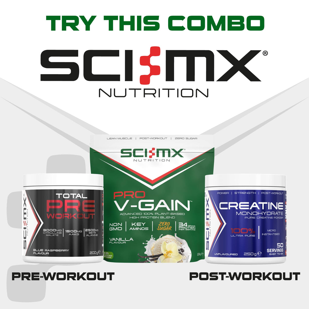 SCI-MX Pro-V Gain - 100% Vegan Vanilla Flavour Soy Protein Powder Isolate + B12 + Magnesium SCI-MXBuy Supplements Australia