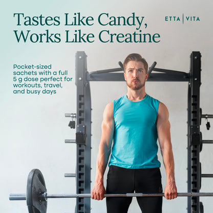Sugar-Free Creatine Monohydrate Gummies (5g Per Packet) - Potent Creatine Gummies for Men & Women, Supplement for Muscle Support, Cognitive Function - Non-GMO, Gluten-Free, Mucuna Pruriens Etta VitaBuy Supplements Australia