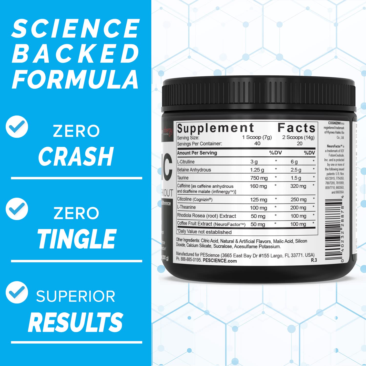PEScience Prolific Pre Workout Powder, Sour Peach Candy, 40 Scoop, Energy Supplement PEScienceBuy Supplements Australia