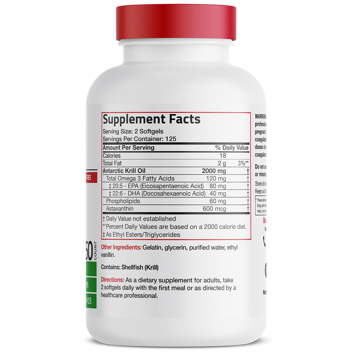 Bronson Antarctic Krill Oil 2000 mg with Omega-3s EPA, DHA, Astaxanthin and Phospholipi BronsonBuy Supplements Australia