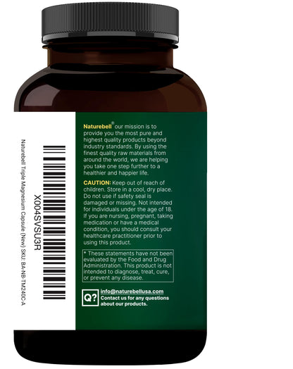 NatureBell Magnesium Complex for Women & Men 1,000mg Per Serving – 240 Capsules – Triple Magnesium Complex with Glycinate, Citrate & Malate – Chelated & Purified – Non‑GMO, Filler Free NatureBell buy supplements Au