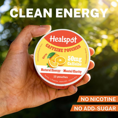 Healspot Nootropic Caffeine Pouches, Energy Pouches with 50mg Caffeine | Taurine | Vitamin B12 | Alpha-GPC | L-Theanine, Focus and Energy Supplements Variety Packs 5 Flavors HealspotBuy Supplements Australia