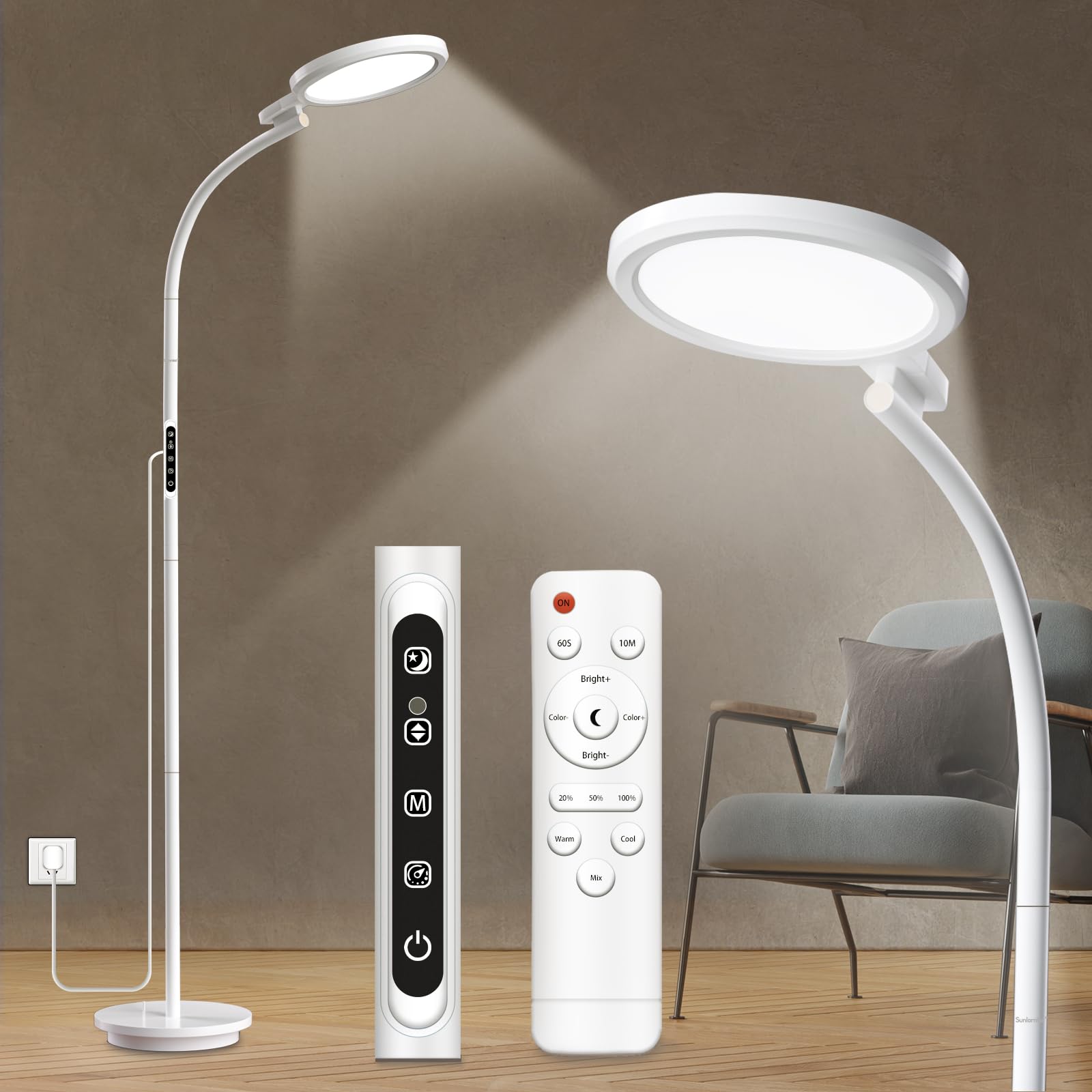 Sunlamlux Light Therapy Lamp, UV-Free Sun Light Therapy Lamp, 10000 Lux Floor Lamp