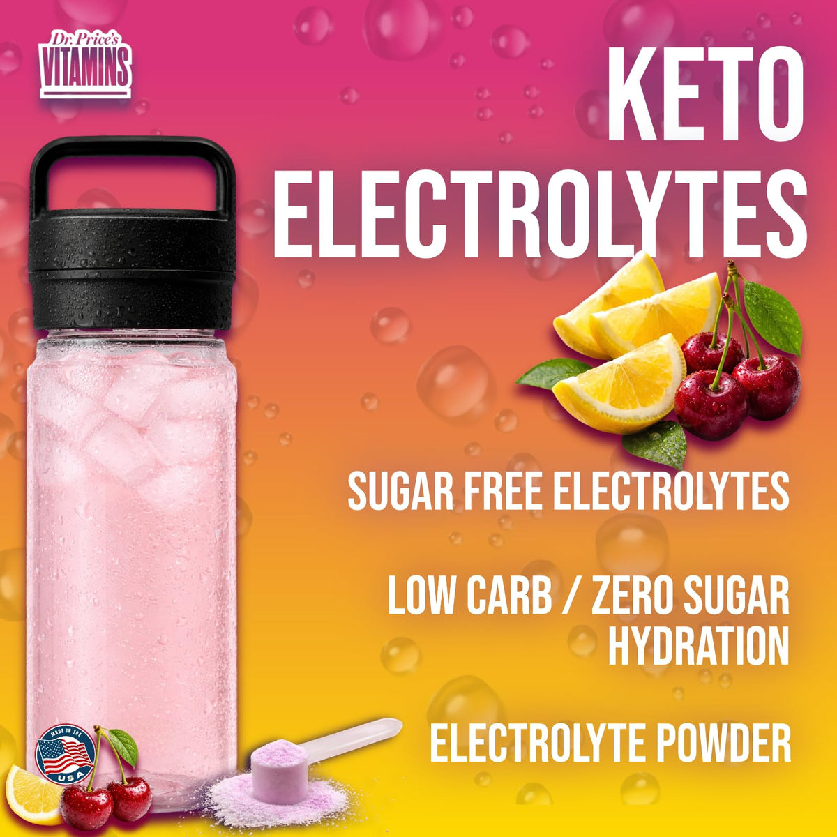 Dr. Price’s Electrolytes Powder Bulk – Cherry Lemonade, 90 Servings | Sugar Free Hydration Drink Mix with 72+ Trace Minerals, Manganese | Keto, Vegan, Doctor-Formulated, Made in USA Dr. Price's Vitamins buy supplements Au