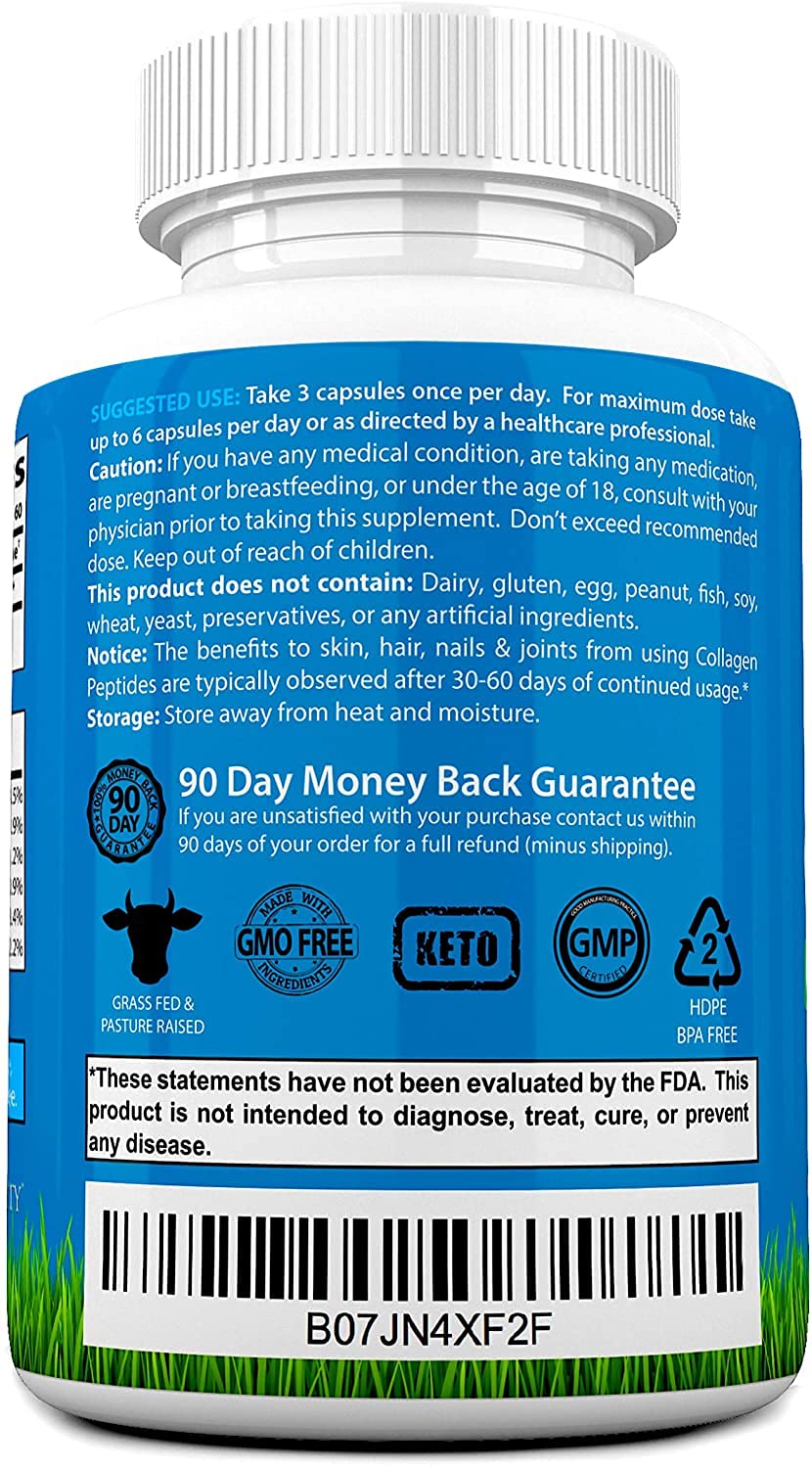 Root Vitality Collagen Peptides Capsules - Grass-Fed, Pasture-Raised Hydrolyzed Protein Supplement for Skin, Hair, & Nails - Non-GMO, Zero Sugar Daily Pills for Men & Women (180 Capsules) Root VitalityBuy Supplements Australia