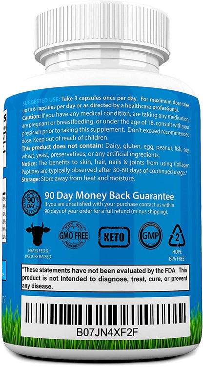 Root Vitality Collagen Peptides Capsules - Grass-Fed, Pasture-Raised Hydrolyzed Protein Supplement for Skin, Hair, & Nails - Non-GMO, Zero Sugar Daily Pills for Men & Women (180 Capsules) Root VitalityBuy Supplements Australia