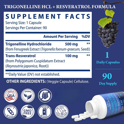 Nokuba NAD Supplement - NMNH Alternative with Trigonelline HCL 500mg & Resveratrol - NAD+ Precursors Plant Extraction - Support Cellular Energy & Healthy Aging & Brain for Women & Men - 90 Capsules NokubaBuy Supplements Australia