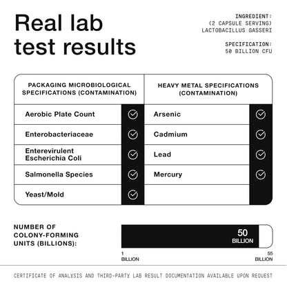 Lactobacillus Gasseri - Ultra High Strength 50 Billion CFU - Delayed Release Capsules - Made with Prebiotic Inulin Fiber - Supports Digestive Health & Gut Flora - Third-Party Lab Tested - 60 Capsules Toniiq buy supplements Au