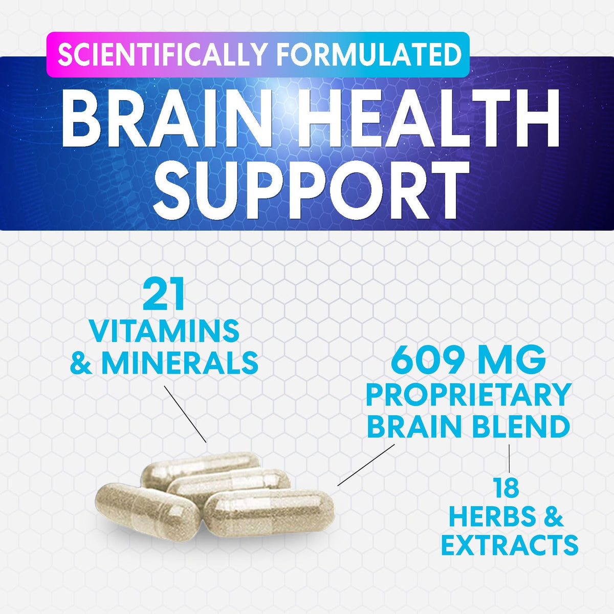 Brain Memory Supplement - 3X Strength Nootropics for Concentration, Clarity & Focus Support - Brain Health Cognitive Vitamins with Bacopa, Phosphatidylserine & DMAE, Brain Booster Pills, 120 Capsules Nature's PeakBuy Supplements Australia