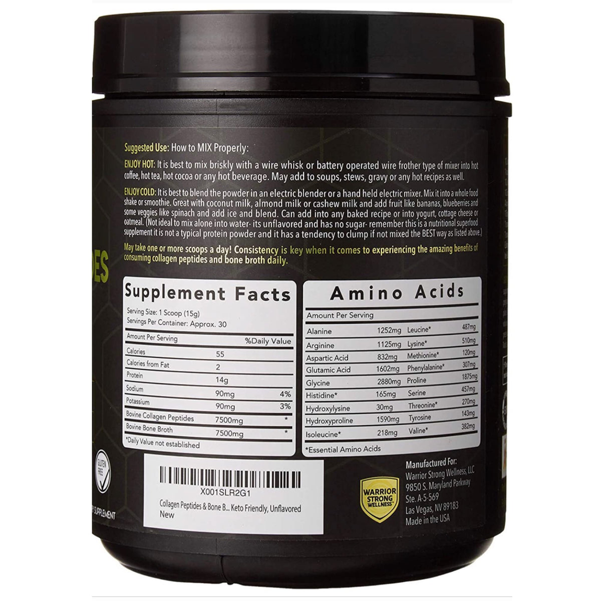 Warrior Strong Wellness Premium Collagen Peptides Bone Broth: Grass Fed Hydrolyzed Warrior Strong WellnessBuy Supplements Australia