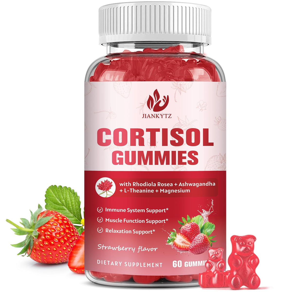 JIANKYTZ Cortisol Gummies for Women with Ashwagandha, Rhodiola Rosea, L-Theanine, Magnesium, Vitamin D3 for Zzz Support, Balanced Cortisol, Vegan, 60 Gummies JIANKYTZBuy Supplements Australia