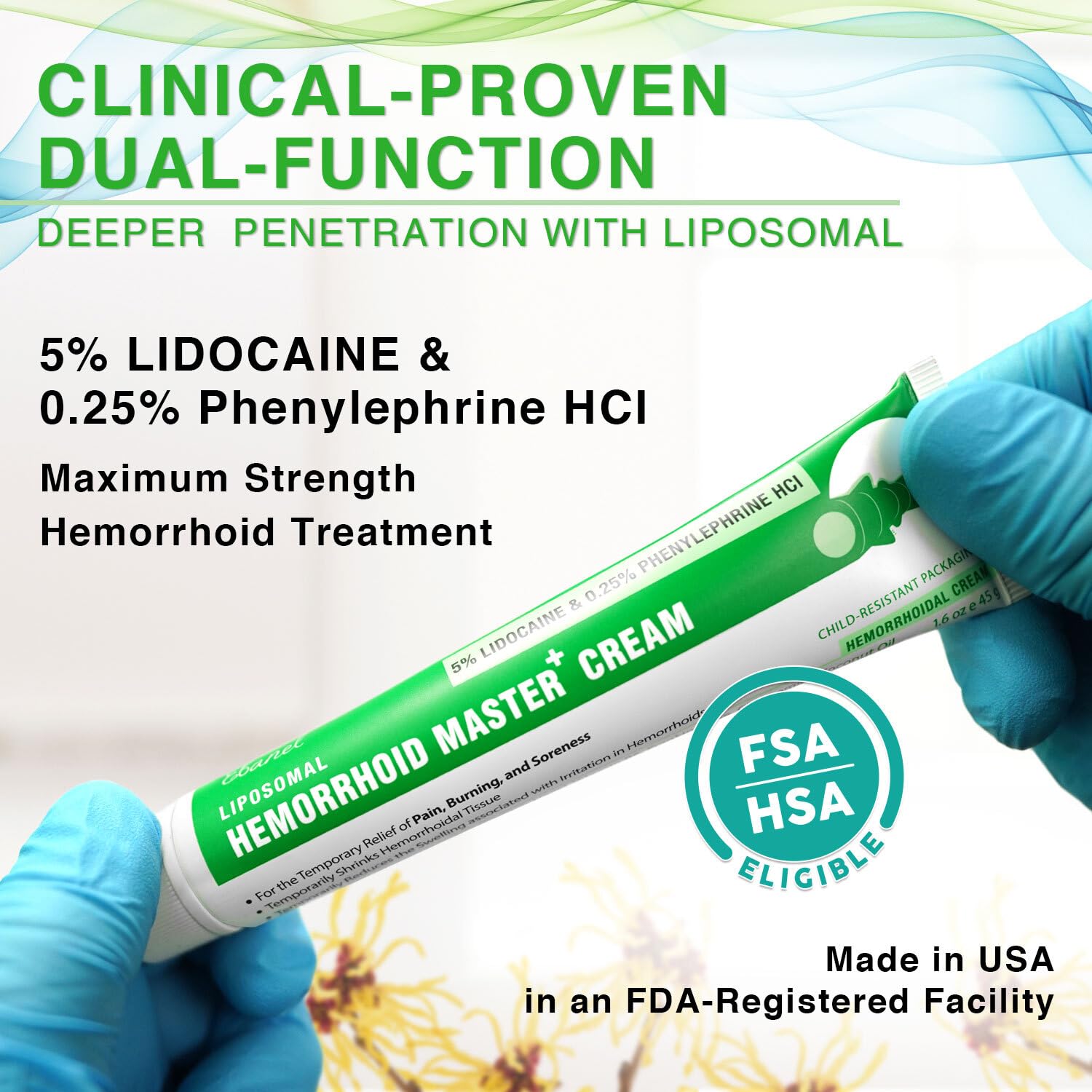 Ebanel 5% Lidocaine Hemorrhoid Treatment Cream with Witch Hazel, Phenylephrine, Horse Chestnut, Vitamin B6, Zinc Oxide, External and Internal Hemorrhoids Treatment Burn Itch Pain Relief Anal Cream Ebanel buy supplements Au