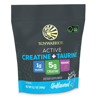 Creatine Monohydrate Powder Taurine Supplement, 5g Creatine Monohydrate 1g Taurine per Serving | Vegan Muscle Strength, Endurance & Recovery Support, Clean Performance Formula | 60 Servings Unflavored SunwarriorBuy Supplements Australia