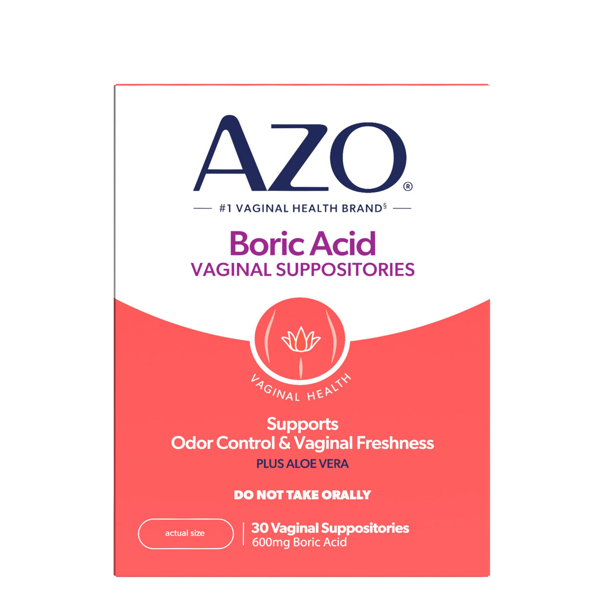 AZO® Boric Acid Vaginal Suppositories for Women, Helps Support Odor Control with Clinically Studied Boric Acid, Non-GMO, 30 Count AZOBuy Supplements Australia