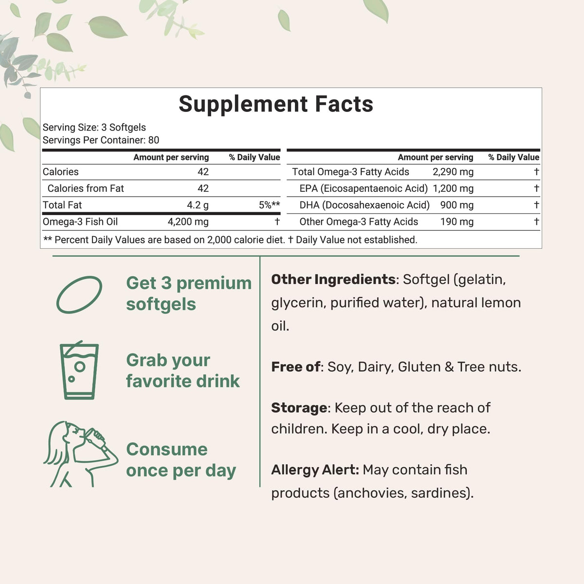 Triple Strength Omega 3 Fish Oil Supplements 4200mg Per Serving, 240 Softgels Micro IngredientsBuy Supplements Australia